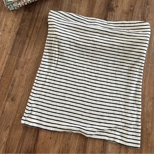 Navy and white strapless top